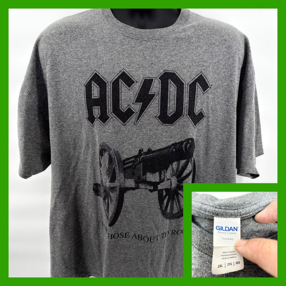 AC/DC For Those About To Rock T-Shirt Mens 2XL‎ Gray Heather Cannon Graphic